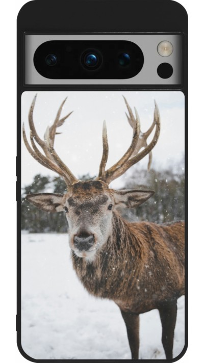Coque Google Pixel 8 Pro - Silicone rigide noir Winter 25 Winter reindeer