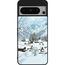 Coque Google Pixel 8 Pro - Silicone rigide noir Winter 25 Winter snowy landscape