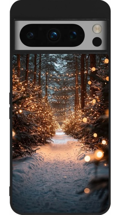Coque Google Pixel 8 Pro - Silicone rigide noir Winter 25 Winter snowy road