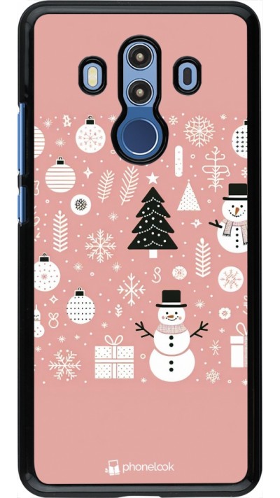 Coque Huawei Mate 10 Pro - Noël 2024 Rose Snowman Christmas