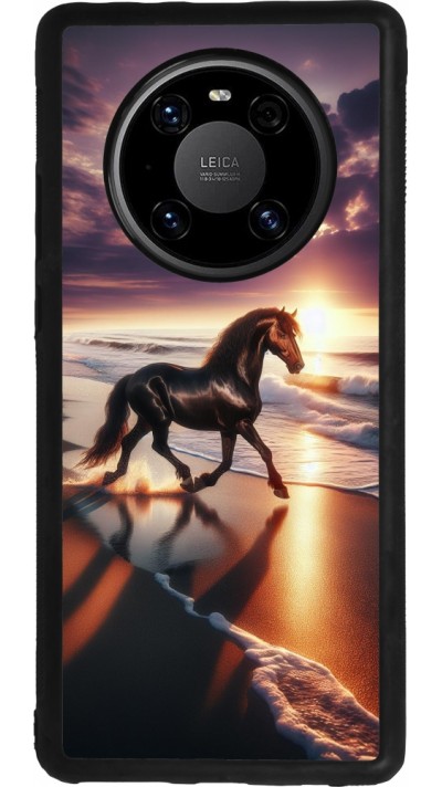 Huawei Mate 40 Pro Case Hülle - Silikon schwarz Pferd majestätisch Strand