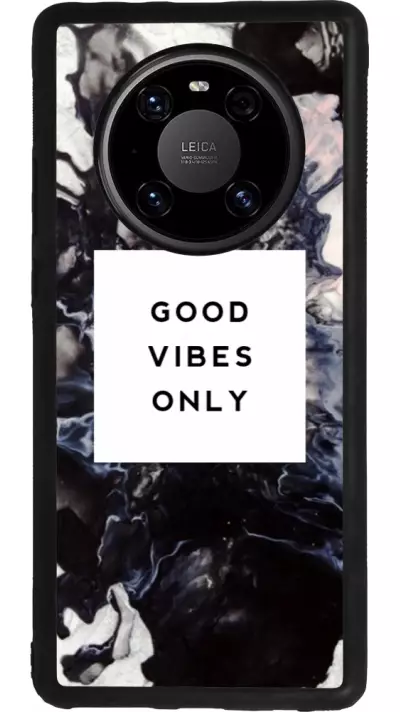 Coque Huawei Mate 40 Pro - Silicone rigide noir Marble Good Vibes Only
