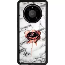 Coque Huawei Mate 40 Pro - Silicone rigide noir Marble Rose Gold