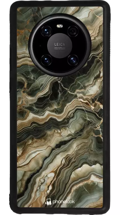 Coque Huawei Mate 40 Pro - Silicone rigide noir Marbre Olive