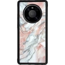 Coque Huawei Mate 40 Pro - Silicone rigide noir Marbre Rose Lumineux