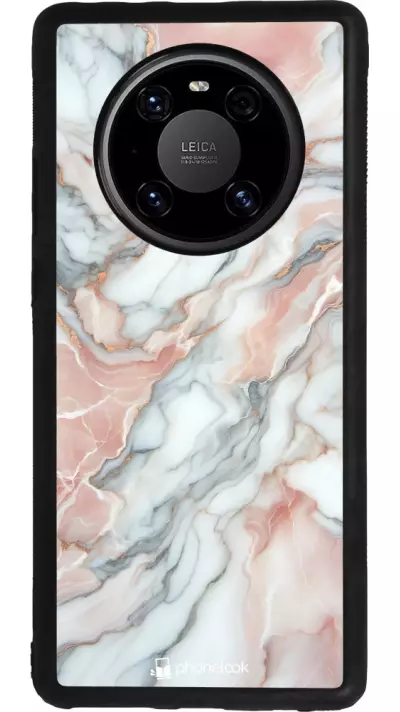Coque Huawei Mate 40 Pro - Silicone rigide noir Marbre Rose Lumineux