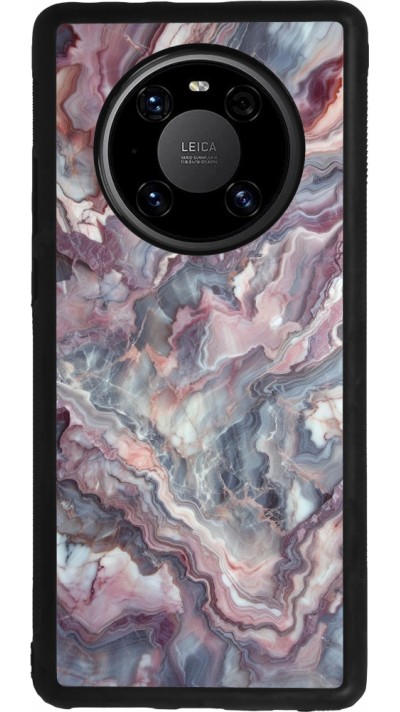 Huawei Mate 40 Pro Case Hülle - Silikon schwarz Violetter silberner Marmor