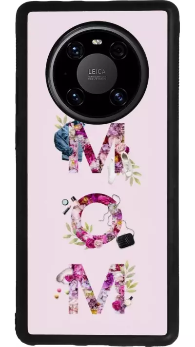 Coque Huawei Mate 40 Pro - Silicone rigide noir Mom 2024 girly mom