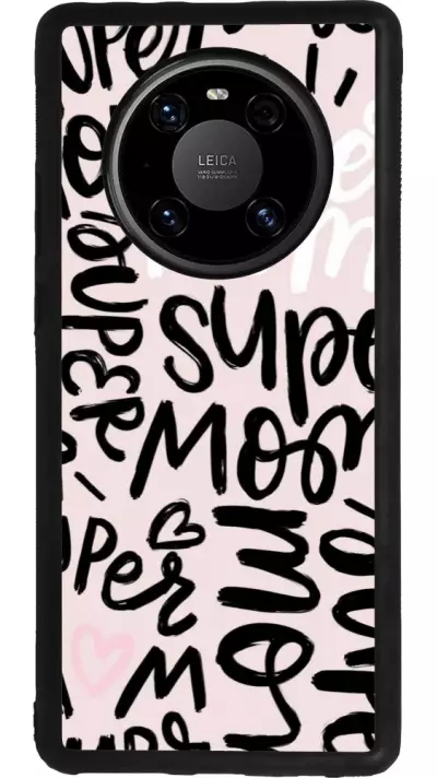 Coque Huawei Mate 40 Pro - Silicone rigide noir Mom 2024 Super mom