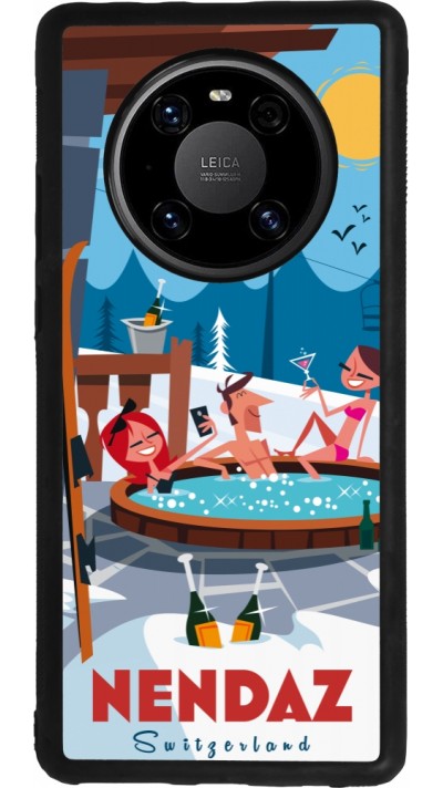 Huawei Mate 40 Pro Case Hülle - Silikon schwarz Nendaz Mountain Jacuzzi