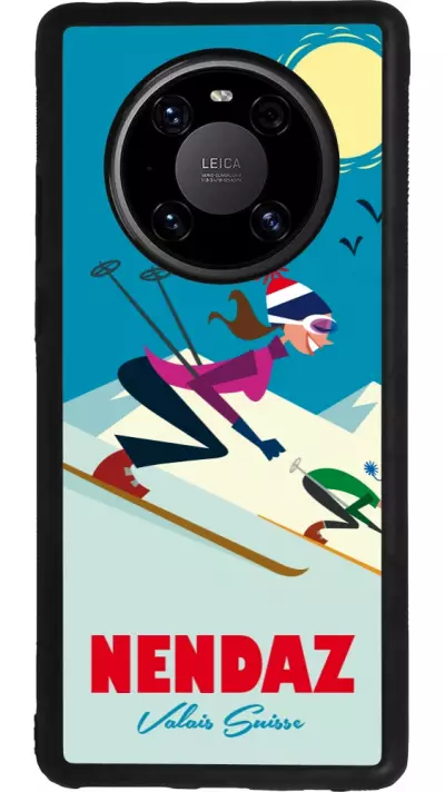 Coque Huawei Mate 40 Pro - Silicone rigide noir Nendaz Ski Downhill