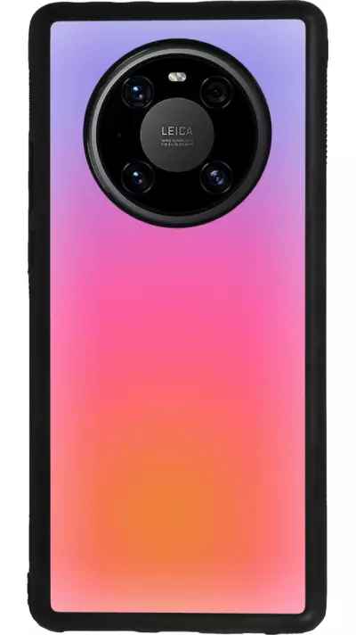Coque Huawei Mate 40 Pro - Silicone rigide noir Orange Pink Blue Gradient