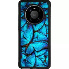 Coque Huawei Mate 40 Pro - Silicone rigide noir Papillon bleu