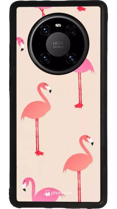 Coque Huawei Mate 40 Pro - Silicone rigide noir Pink Flamingos Pattern