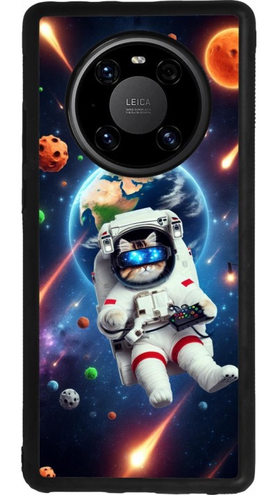 Huawei Mate 40 Pro Case Hülle - Silikon schwarz VR SpaceCat Odyssee