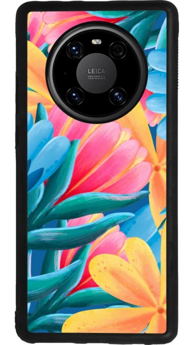 Huawei Mate 40 Pro Case Hülle - Silikon schwarz Spring 23 colorful flowers