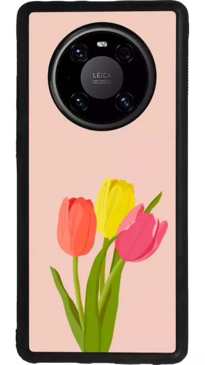 Coque Huawei Mate 40 Pro - Silicone rigide noir Spring 23 tulip trio