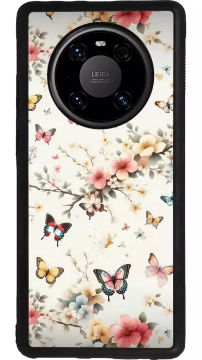 Coque Huawei Mate 40 Pro - Silicone rigide noir Spring 25 Papillons Légers