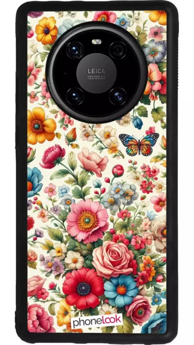 Coque Huawei Mate 40 Pro - Silicone rigide noir Spring 25 printemps fleuri
