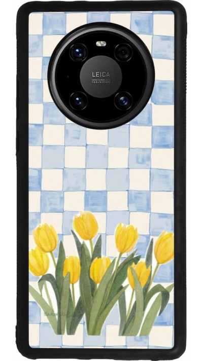 Huawei Mate 40 Pro Case Hülle - Silikon schwarz Blue vichy tulips Spring 2026