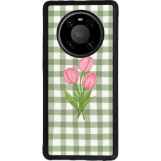Huawei Mate 40 Pro Case Hülle - Silikon schwarz Green vichy tulips Spring 2026