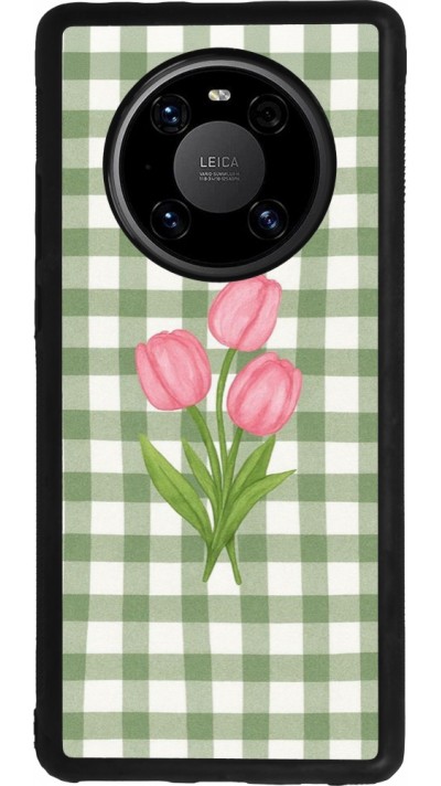 Huawei Mate 40 Pro Case Hülle - Silikon schwarz Green vichy tulips Spring 2026