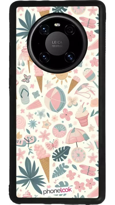 Coque Huawei Mate 40 Pro - Silicone rigide noir Summer Pink Pattern