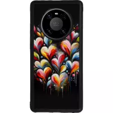Coque Huawei Mate 40 Pro - Silicone rigide noir Valentine 2024 Coeur Noir Abstrait