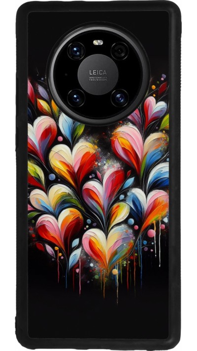 Huawei Mate 40 Pro Case Hülle - Silikon schwarz Valentin 2024 Schwarzes Herz Abstrakt