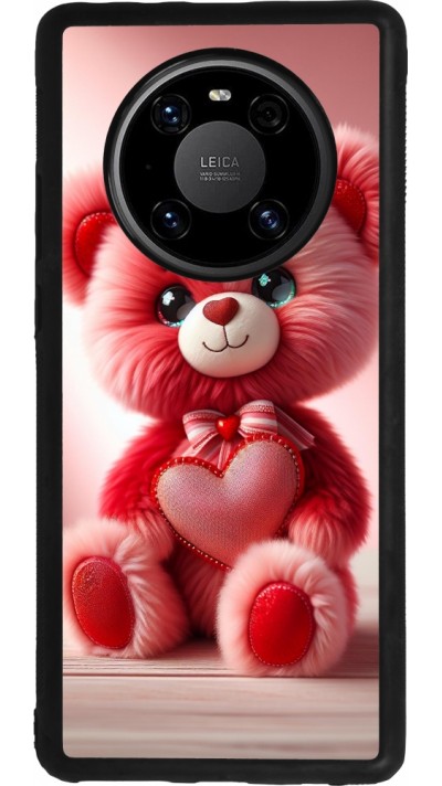 Huawei Mate 40 Pro Case Hülle - Silikon schwarz Valentin 2024 Rosaroter Teddybär