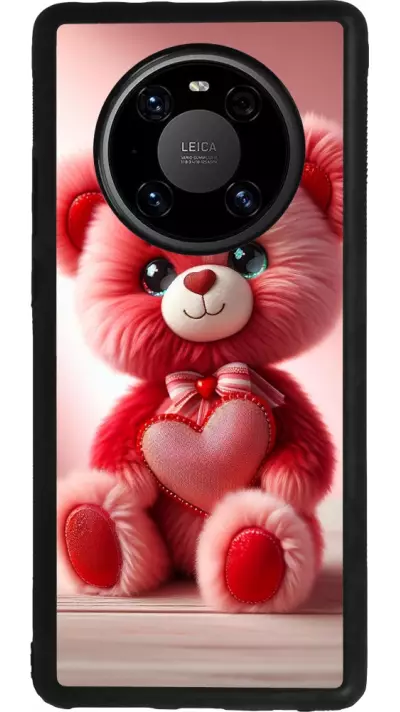 Coque Huawei Mate 40 Pro - Silicone rigide noir Valentine 2024 Ourson rose