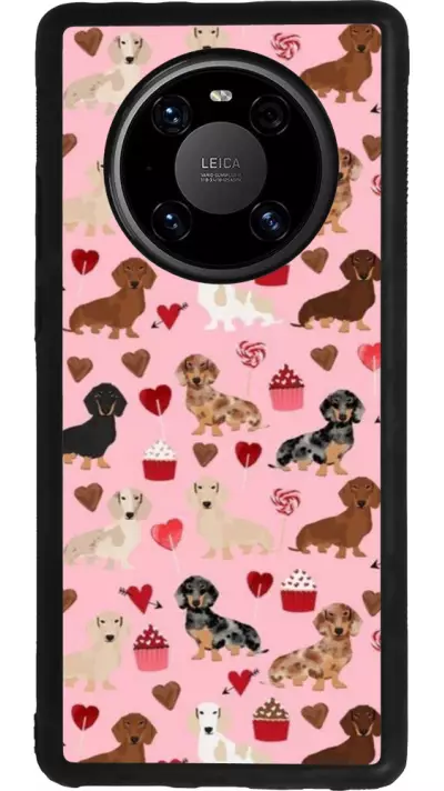 Coque Huawei Mate 40 Pro - Silicone rigide noir Valentine 2024 puppy love
