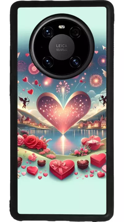 Coque Huawei Mate 40 Pro - Silicone rigide noir Valentine 2025 Chic