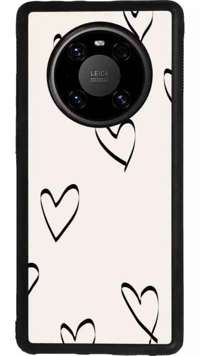 Coque Huawei Mate 40 Pro - Silicone rigide noir Valentine 2023 minimalist hearts