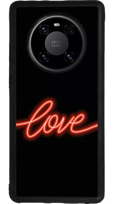 Coque Huawei Mate 40 Pro - Silicone rigide noir Valentine 2023 neon love