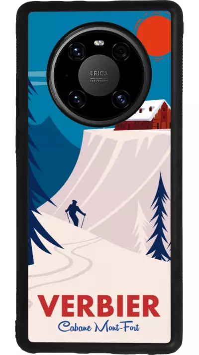Coque Huawei Mate 40 Pro - Silicone rigide noir Verbier Cabane Mont-Fort