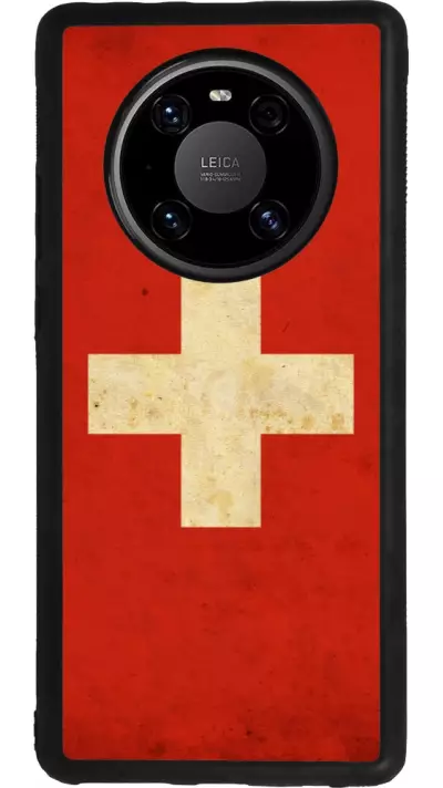 Coque Huawei Mate 40 Pro - Silicone rigide noir Vintage Flag SWISS
