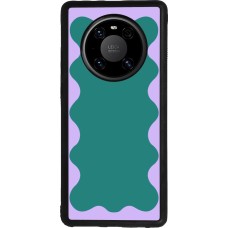 Huawei Mate 40 Pro Case Hülle - Silikon schwarz Wavy Rectangle Green Purple