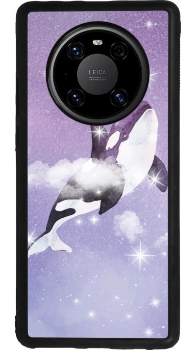 Huawei Mate 40 Pro Case Hülle - Silikon schwarz Whale in sparking stars
