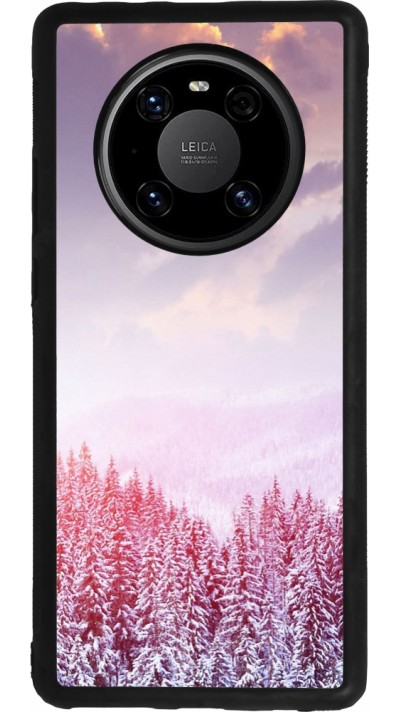 Huawei Mate 40 Pro Case Hülle - Silikon schwarz Winter 22 Pink Forest