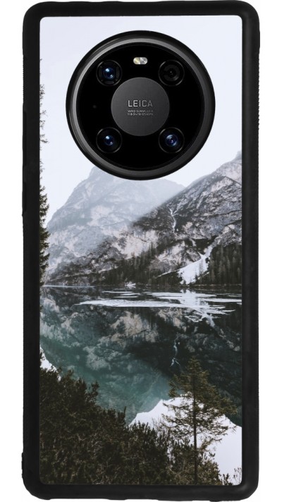 Huawei Mate 40 Pro Case Hülle - Silikon schwarz Winter 22 snowy mountain and lake