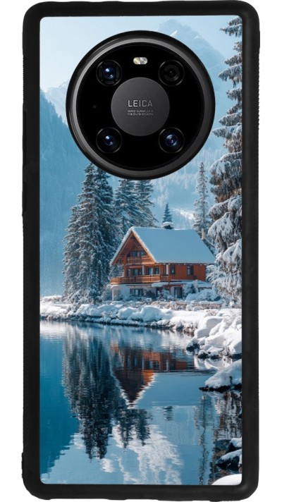 Huawei Mate 40 Pro Case Hülle - Silikon schwarz Winter 25 Winter house forest day