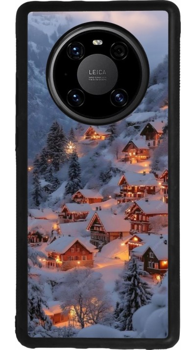 Huawei Mate 40 Pro Case Hülle - Silikon schwarz Winter 25 Winter snowy village