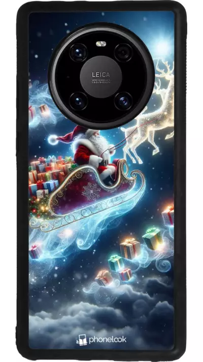 Coque Huawei Mate 40 Pro - Silicone rigide noir Noël 2023 Père Noël enchanté