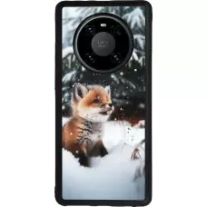 Coque Huawei Mate 40 Pro - Silicone rigide noir Noël 2023 Renardeau sapin