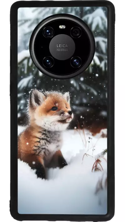 Coque Huawei Mate 40 Pro - Silicone rigide noir Noël 2023 Renardeau sapin
