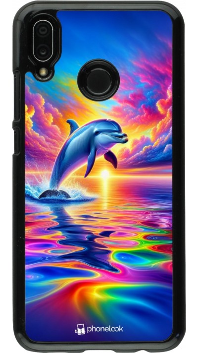 Huawei P20 Lite Case Hülle - Glücklicher Regenbogen-Delfin