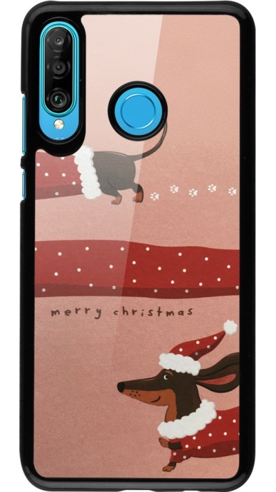 Coque Huawei P30 Lite - Christmas 25 Teckel Merry Xmas