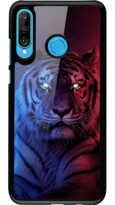 Coque Huawei P30 Lite - Tiger Blue Red