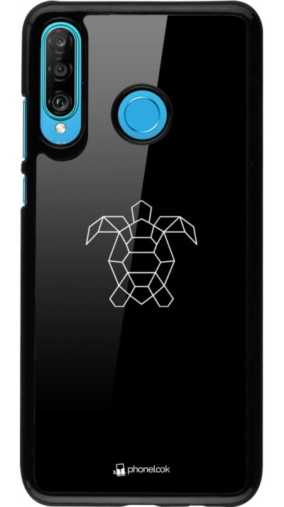 Coque Huawei P30 Lite - Turtles lines on black